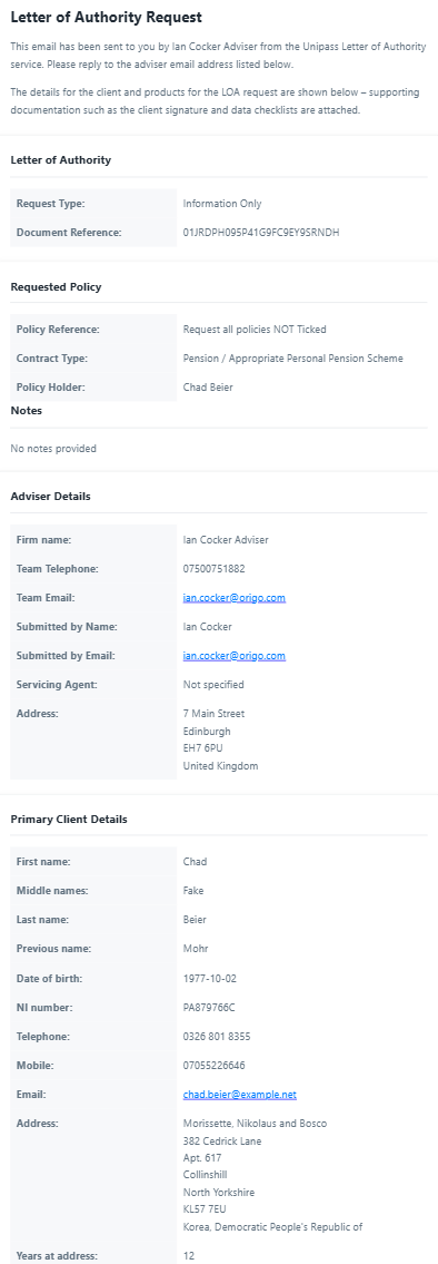 Typical Format Providers will Receive ULoA Requests